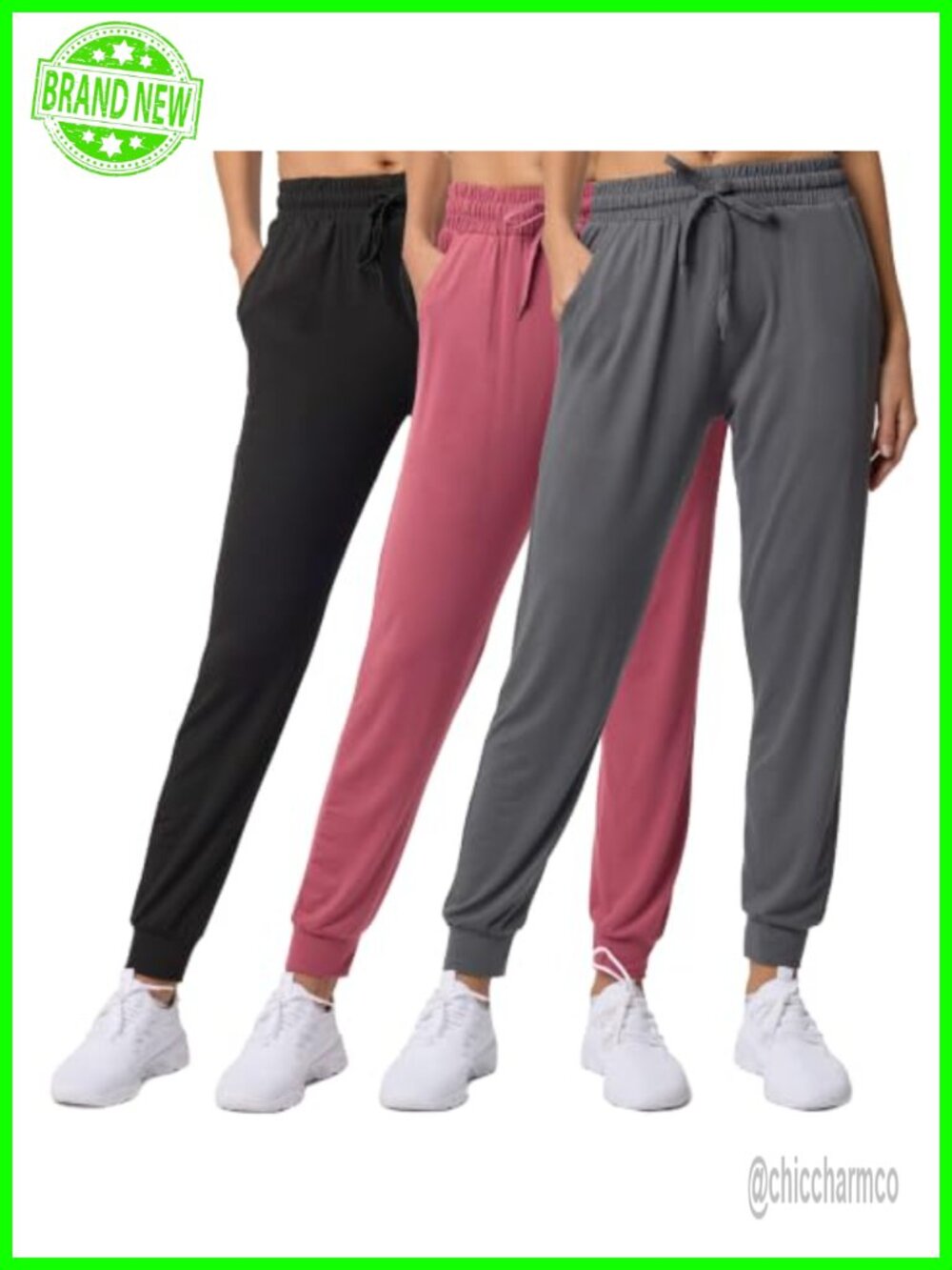 Women's 3 Pack Joggers Sweatpants Lounge Yoga Workout Pajama Pockets